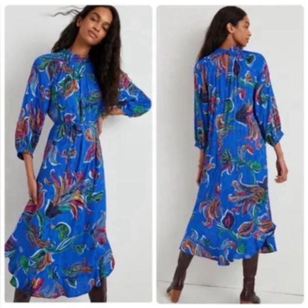 Anthro paisley silk dress